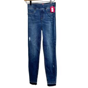 Spanx by Sara Blakey Distressed Denim Leggings Medium Wash Size XS Brand New